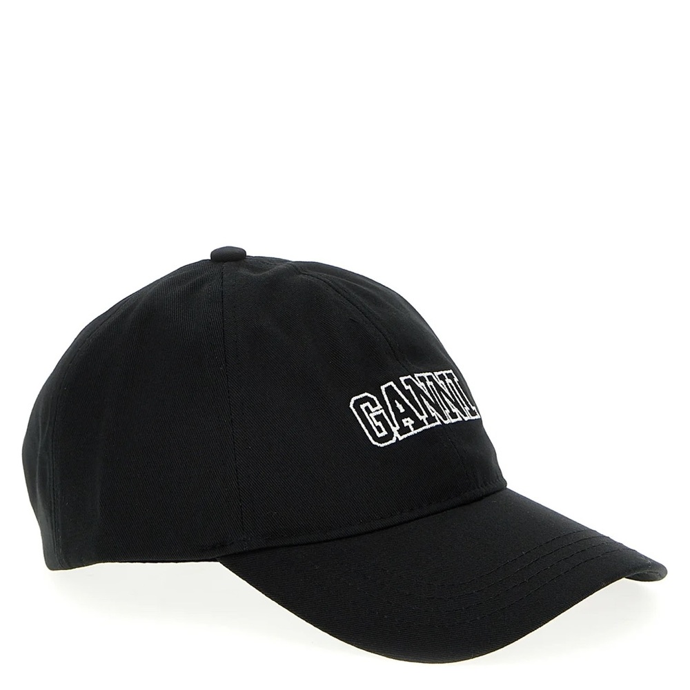 GANNI Embroidered Cotton Baseball Cap Black - Picture 4 of 11